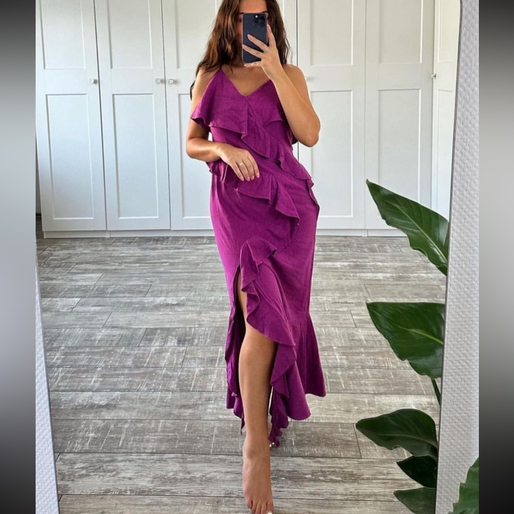 ZARA RUFFLED SLIP DRESS